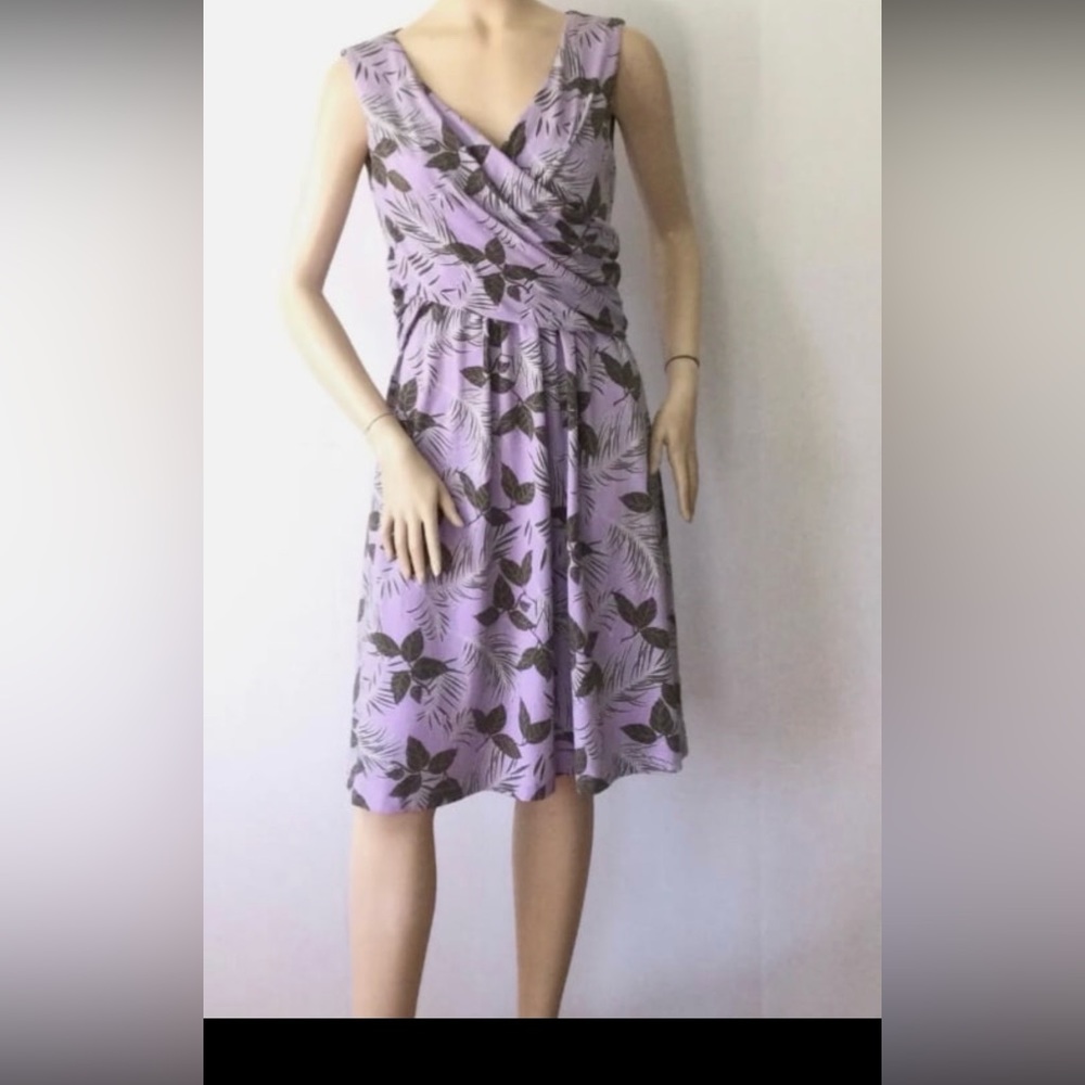 Lavender Floral Wrap-Style Women’s Dress
